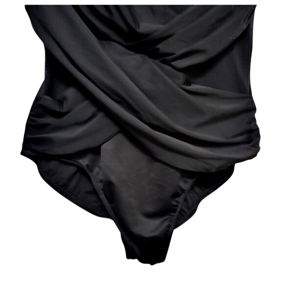 MIRACLESUIT Crossover w/ Mesh One Piece Swimsuit Black Tummy Control 1pc - Picture 6 of 14